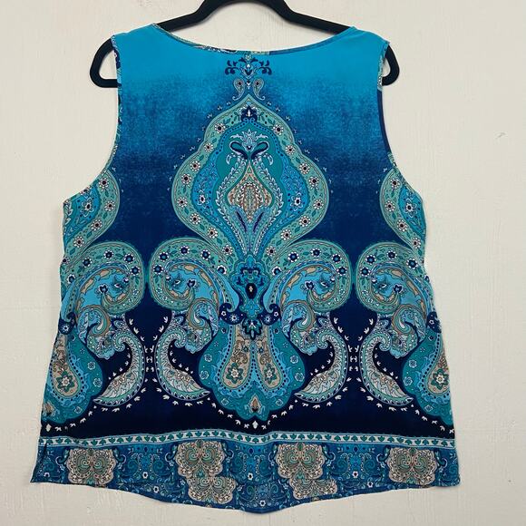 Chico’s Women's Blue Sleeveless Boho Career Blouse Top Size Extra Large - Picture 4 of 6